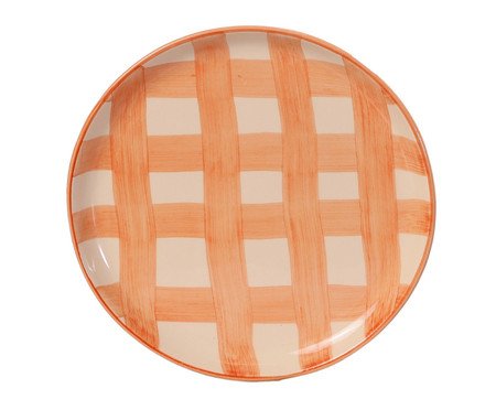Prato Decorativo Pequeno Xadrez Laranja