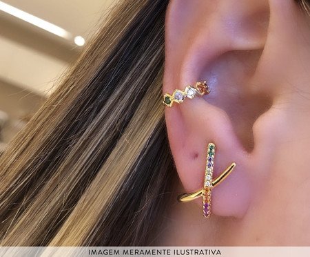 Ear Hook em X Colorido Ouro | Westwing