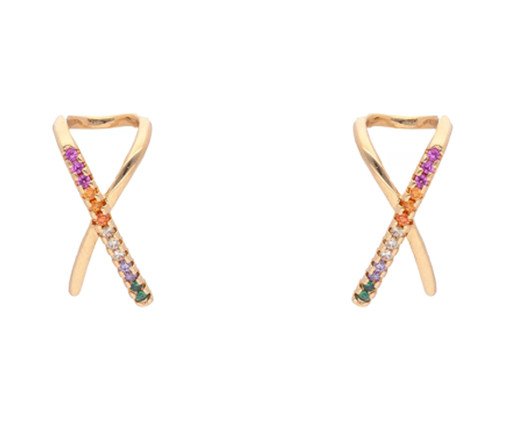 Ear Hook em X Colorido Ouro, gold | WestwingNow