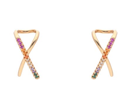 Ear Hook em X Colorido Ouro