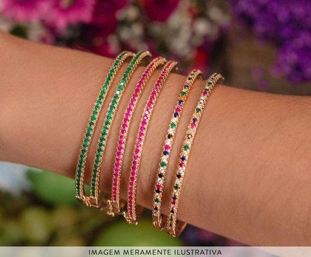 Bracelete com cristais coloridos ouro