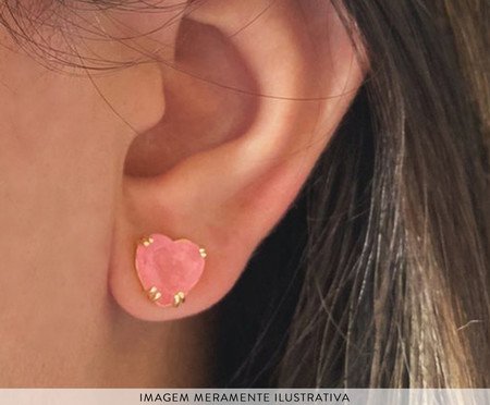 Brinco de Coração com Pedra Fusion Rosa ouro | Westwing