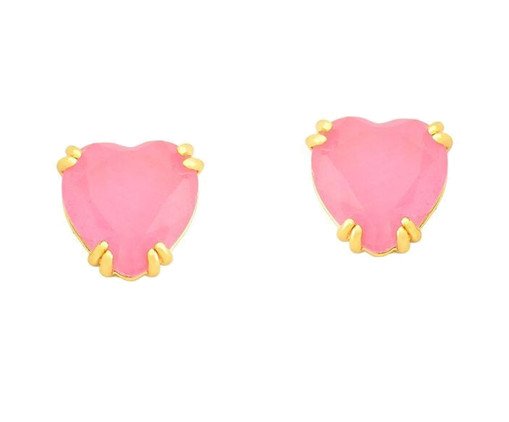 Brinco de Coração com Pedra Fusion Rosa ouro, pink | WestwingNow