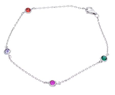 Pulseira de prata 925 pontos de luz coloridos