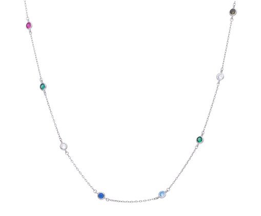 Colar longo de prata 925 com pontos de luz coloridos, silver or metallic | WestwingNow
