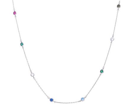 Colar longo de prata 925 com pontos de luz coloridos | Westwing