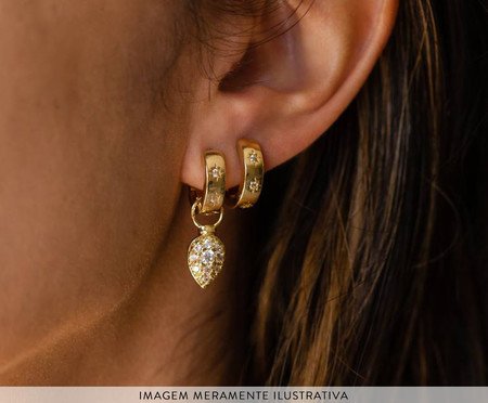Argola Moon com Pingente Ródio Branco | Westwing