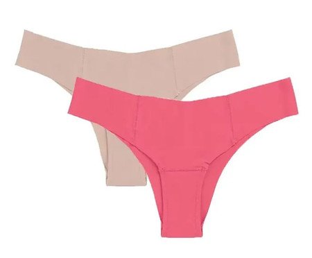 Kit com 2 Calcinhas Biquíni Invisível - Bege Ballet/Pink Tropical | Westwing