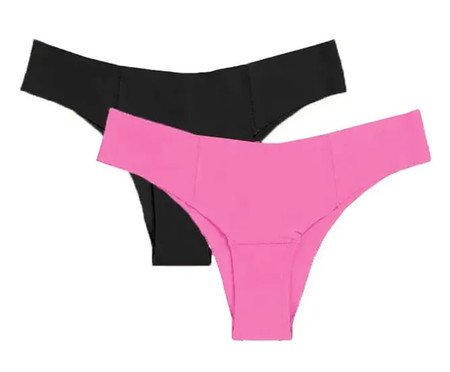 Kit com 2 Calcinhas Biquíni Invisível - Preto/Rosa Pitaya | Westwing
