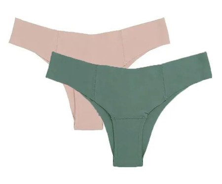 Kit com 2 Calcinhas Biquíni Invisível - Bege Ballet/Verde Botanico | Westwing