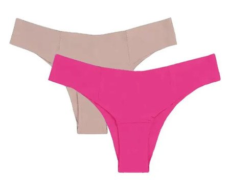 Kit com 2 Calcinhas Biquíni Invisível - Bege Camurça/Pink Berry | Westwing