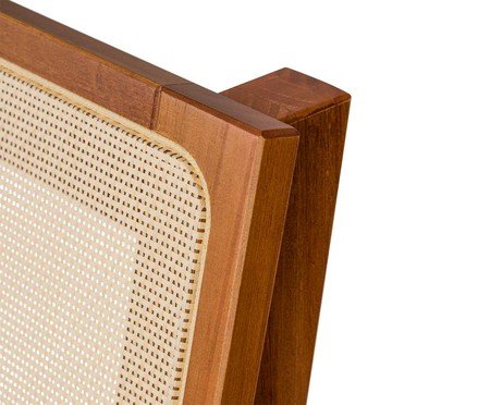 Cama de Madeira Viena com Cabeceira de Palha Natural Mel | Westwing