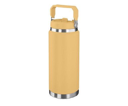 Garrafa Térmica Parede Dupla com Alça Amarela, yellow | WestwingNow