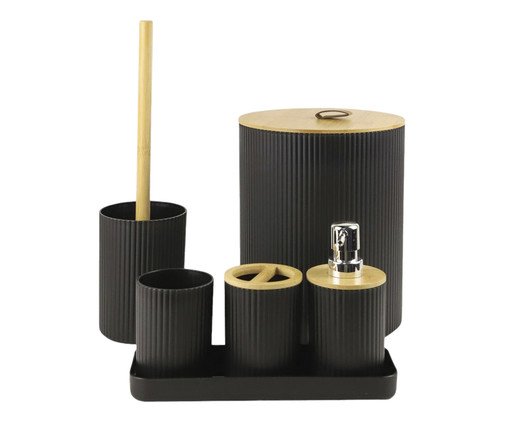 Conjunto para Banheiro Nature com 6 Peças Preto Mood, black | WestwingNow