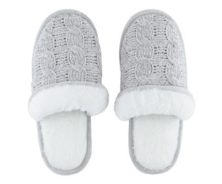 Pantufa Feminina Trico Cinza