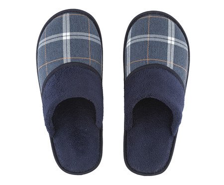 Pantufa Masculina Xadrez Azul