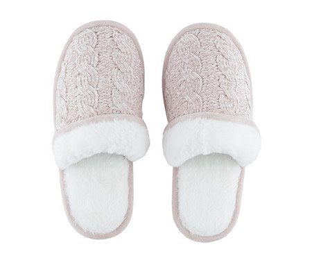 Pantufa Feminina Trico Rosa Escuro