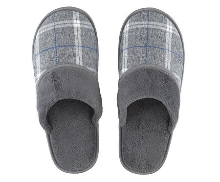 Pantufa Masculina Xadrez Cinza