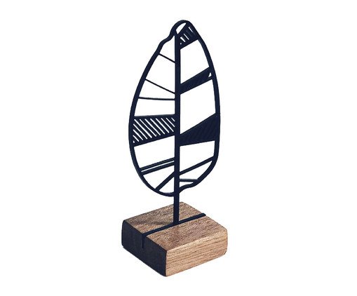 Escultura Folha Abstrata Preenchida, Preto | WestwingNow