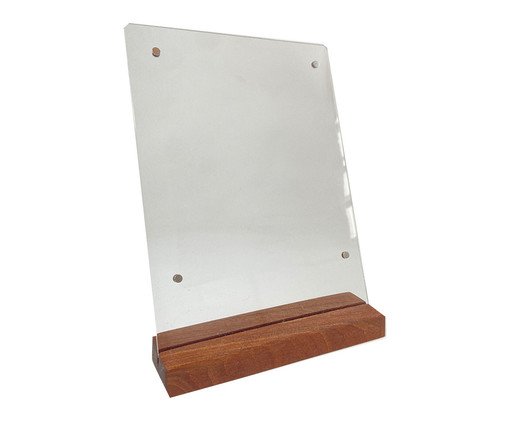 Porta Retrato Base Madeira, Transparente | WestwingNow