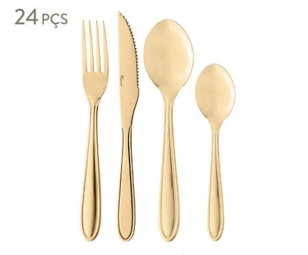 Faqueiro em Inox Gastro Dourado | Westwing