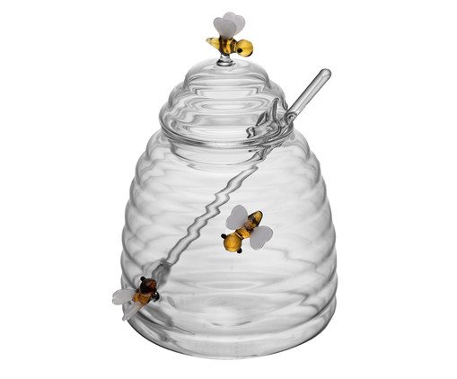 Açucareiro com Tampa e Colher Lovely Bee, Transparente | WestwingNow