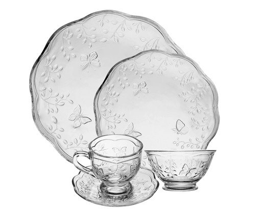 Aparelho de Jantar em Cristal Ecológico New Butterfly, Transparente | WestwingNow