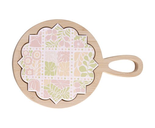 Jogo de Tábua com Bandeja em Bambu Floral, Marrom | WestwingNow