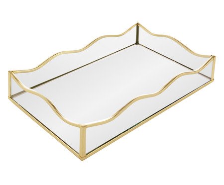Bandeja com Espelho Ocean Dourada