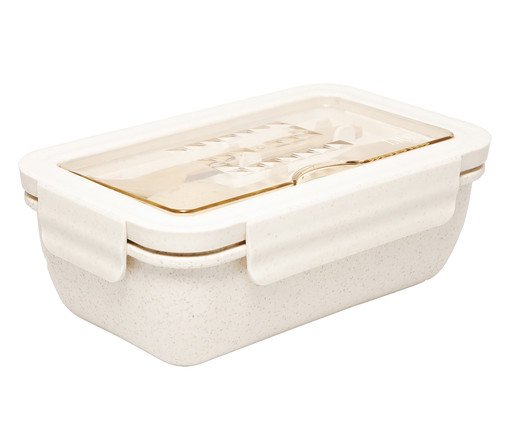 Jogo de Marmita Hermética com Talheres Bambu Off White, Branco | WestwingNow
