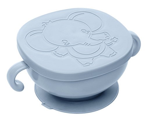 Bowl com Tampa e Ventosa Baby Elefante Azul, Azul | WestwingNow