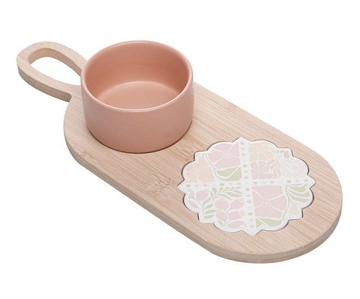 Jogo de Petisqueira com Bandeja e Tábua Floral, Marrom | WestwingNow