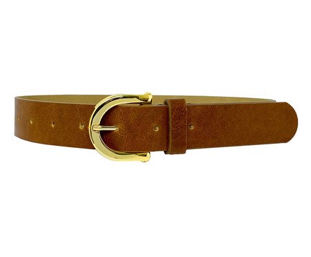 Cinto em Couro Basics Caramelo
