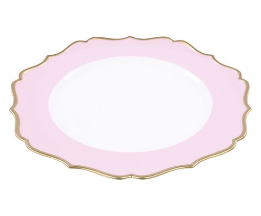 Sousplat Arabesco Friso Ouro Branco e Rosa, Rosa | WestwingNow