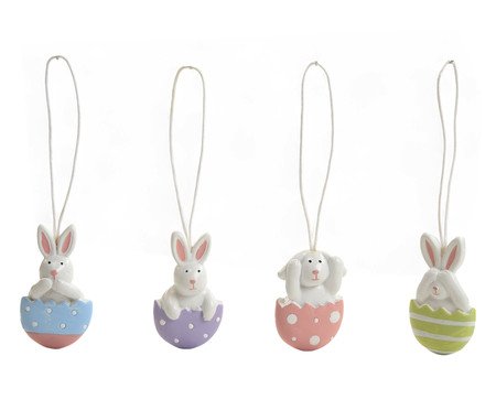 Enfeite de Pendurar Ovos e Coelho Branco | Westwing