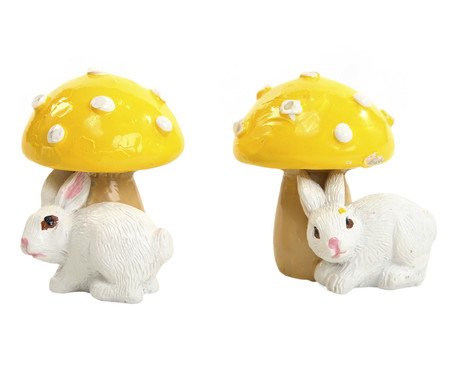Cogumelo Decorativo com Coelho Amarelo | Westwing
