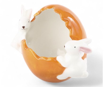 Pote Decorativo com Coelho Laranja e Branco | Westwing