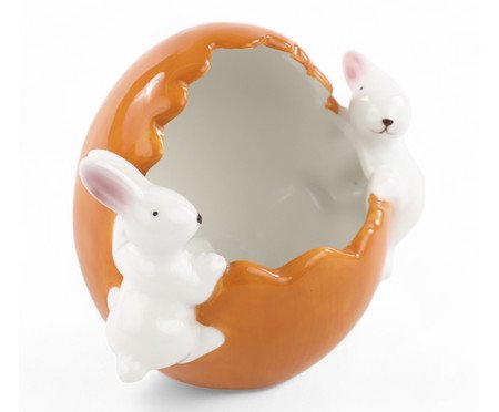 Pote Decorativo com Coelho Laranja e Branco | Westwing