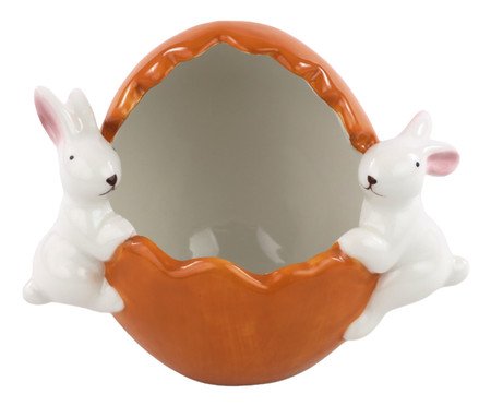 Pote Decorativo com Coelho Laranja e Branco | Westwing