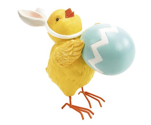 Passaro Decorativo Ovo Amarelo e Azul, Marrom | WestwingNow