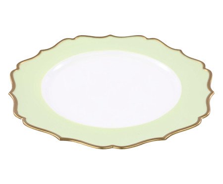 Sousplat Arabesco Friso Ouro Branco e Verde