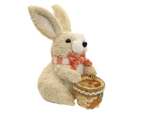 Coelho Decorativo com Cesta e Laço Marrom, Laranja e Branco | Westwing