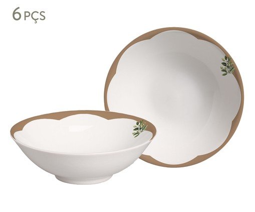 Jogo de Bowls Decorado em Cerâmica Oliveira, Branco | WestwingNow