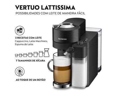 Cafeteira Nespresso Vertuo Lattissimo Preta - 110V | Westwing