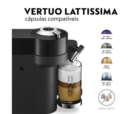 Cafeteira Nespresso Vertuo Lattissimo Preta - 110V | Westwing