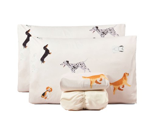 Jogo de Lençol Clássico Jazz Cachorrinhos Palha, Natural | WestwingNow