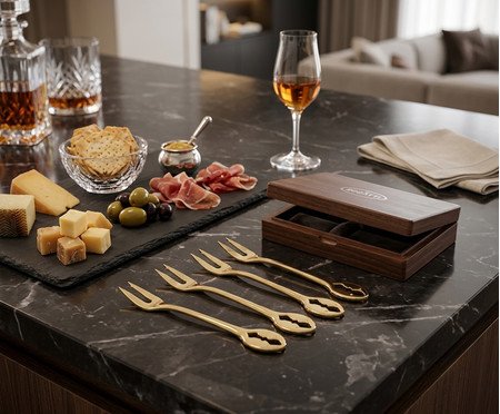 Jogo De Garfos Para Aperitivo e Petisco Dourado Bugatti | Westwing