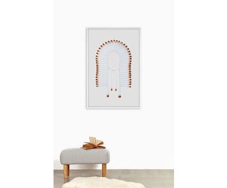 Quadro com Vidro Cocar Branco e Laranja | Westwing