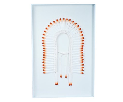 Quadro com Vidro Cocar Branco e Laranja, Multicolorido | WestwingNow