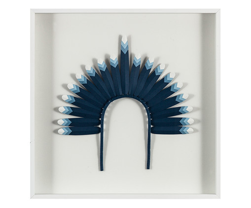 Quadro com Vidro Cocar Azul - 51x51cm, Multicolorido | WestwingNow